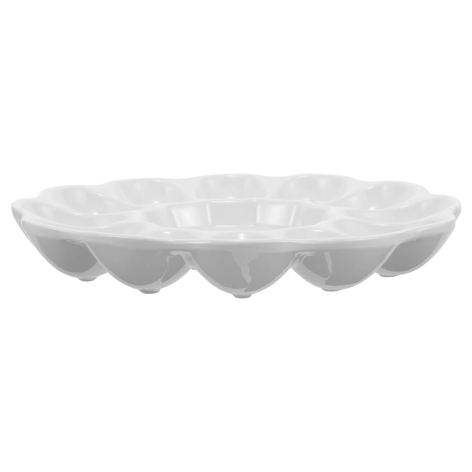 Easter Egg Tray Basket Ceramic Dish Deviled Carriers Devilled Eggs Holder with Cover 4
