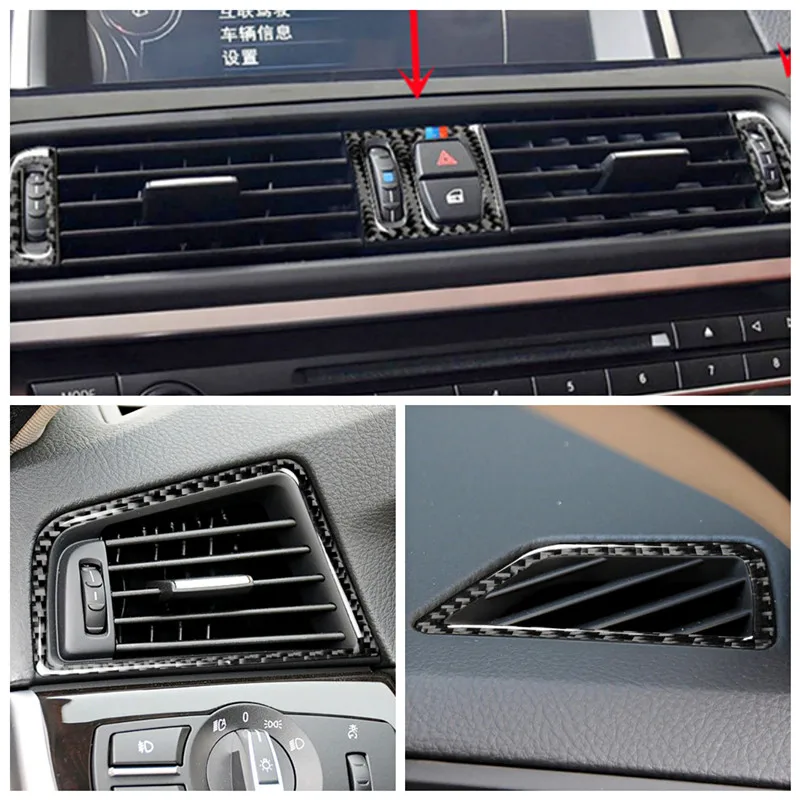 

Carbon Fiber Stickers Car Panel Ventilator Grille Modification Cover Trim Strips For BMW 5 Series F10 Car Inner Accessories