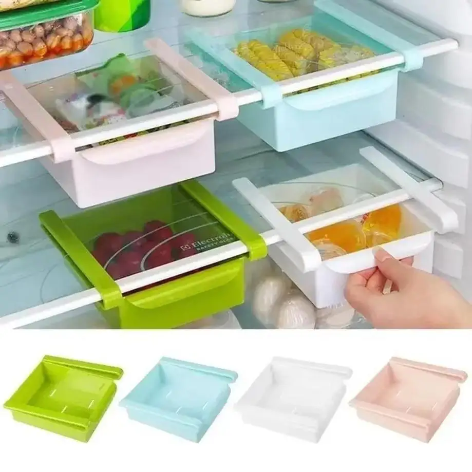 1 Pcs Scalable Refrigerator Storage Basket Living Room Home Storage Box Egg Storage And Organizing Box Refrigerator Shelf