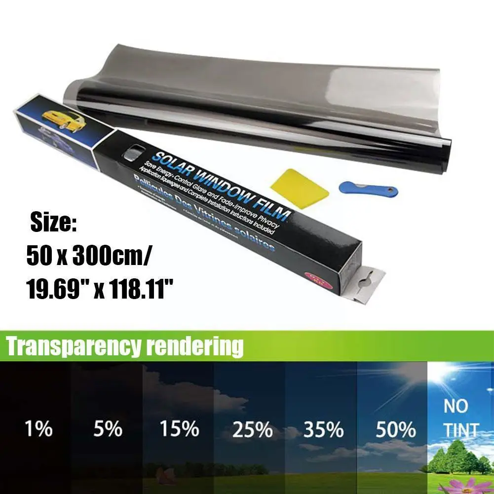 자동차 창문 포일 틴팅 필름 절연 필름, 블랙 윈도우 스티커, 차단 방지 스티커, 사생활 보호, 자외선 50x300cm Gl J4B5