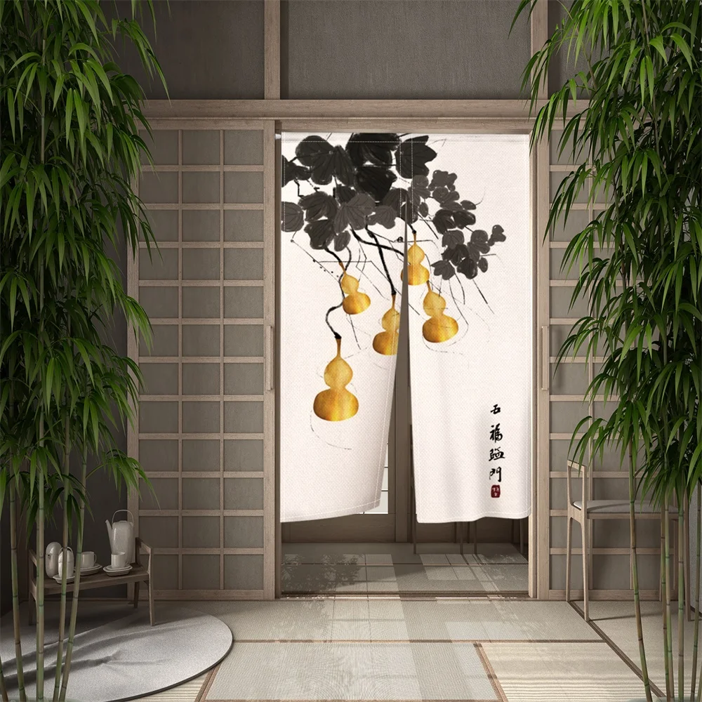 Decor Curtains Japanese Split Hanging Door Curtain Koi Printed Fu Partition Kitchen Bedroom Restaurant Entrance Linen Curtains