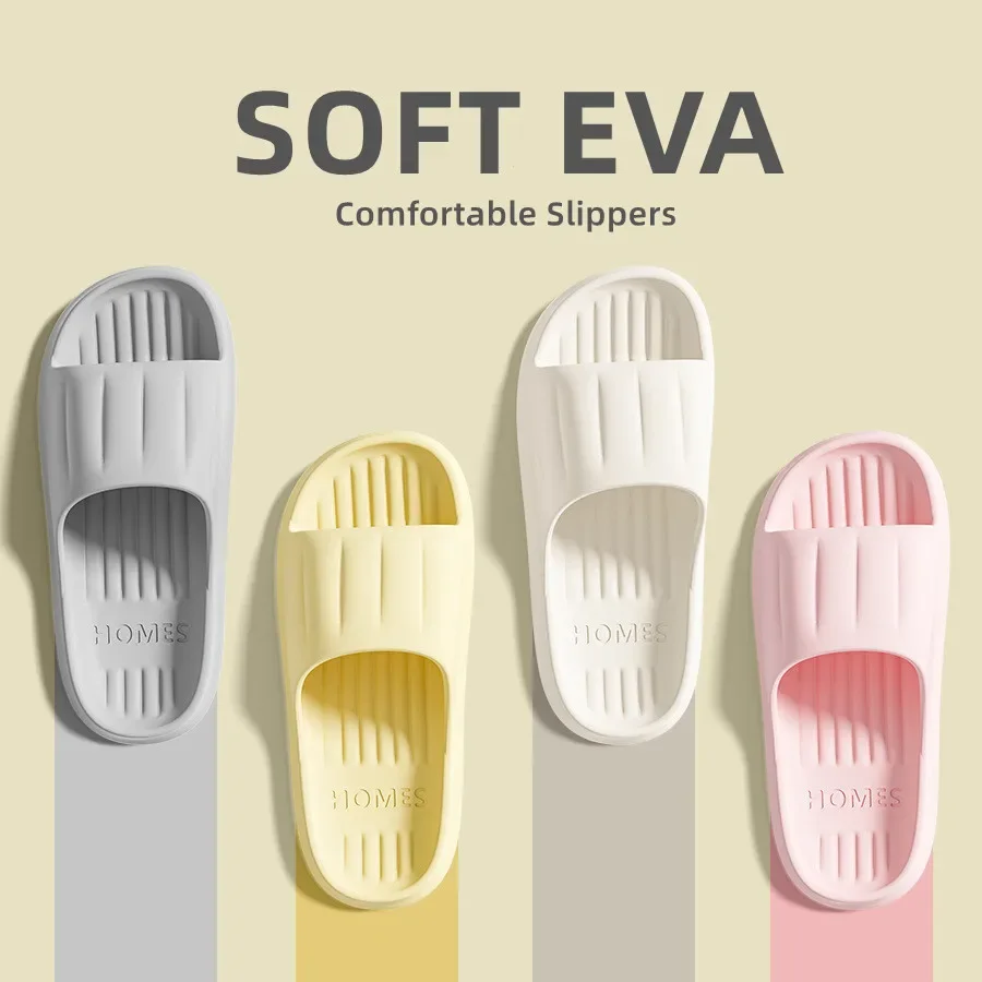 New Home Slippers Women Soft Slides Fashion Light EVA Men Flip Flops Couples Summer Beach Sandals Indoor Comfort Anti-Slip Shoes 2