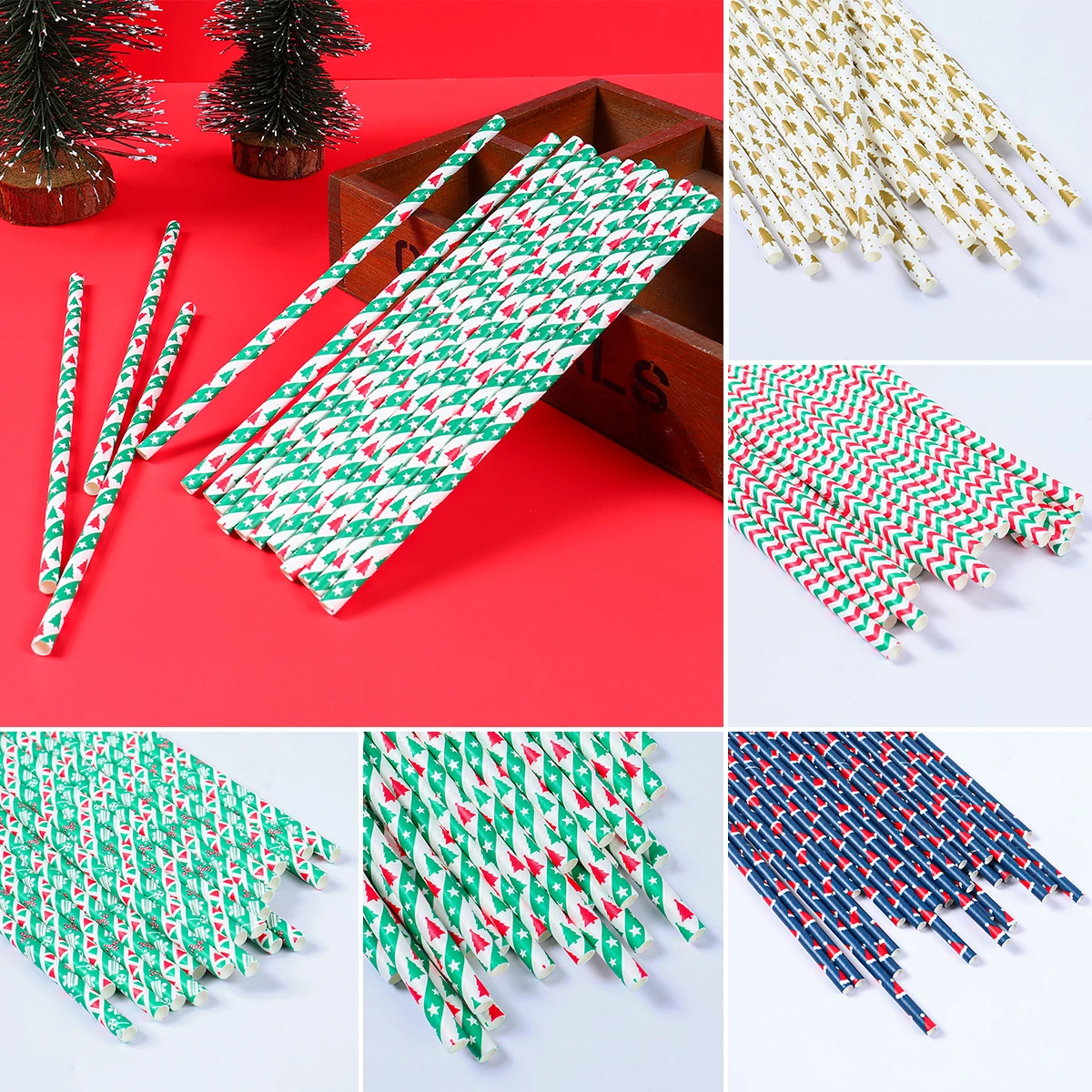 

25pcs Christmas Paper Straws Snowflake Drinking Straw Christmas Decorations for Home Xmas Happy New Year 2024 Noel Party Supply