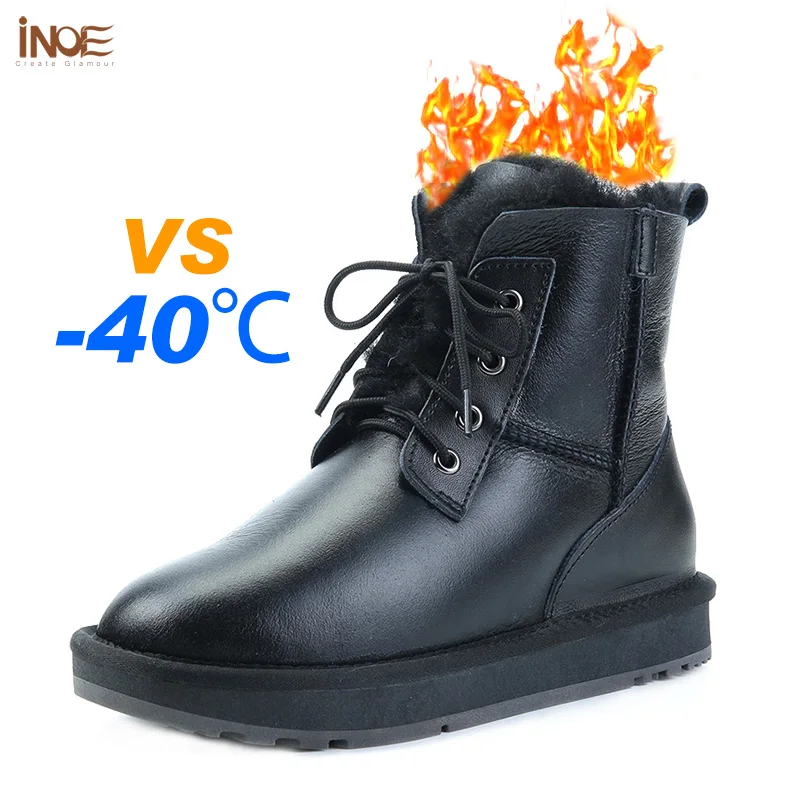 Real Sheepskin Leather Natural Sheep Wool Fur Lined Casual Ankle Winter Snow Boots For Women Warm Shoes Waterproof women snow boots