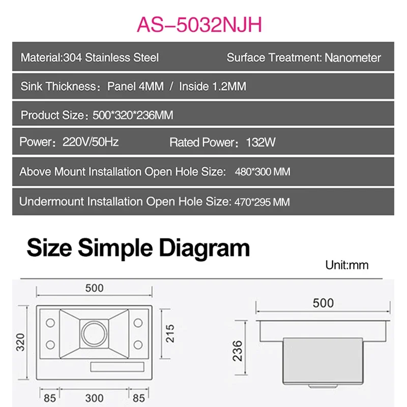 ASRAS Nanometer Flip Cover Hidden Smart Purifying Kitchen Sinks 4mm Thickness Handmade Sink Cup Rinser Kitchen Sinks