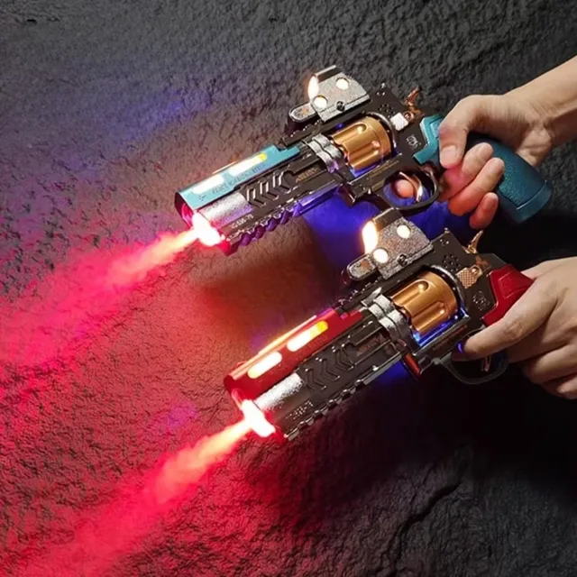 Spray and Light UP Pistol LED Non-firing Sound Effect Toy Gun Spinning Submachine Gun Police Role Play Prop Kids Birthday Gift 2
