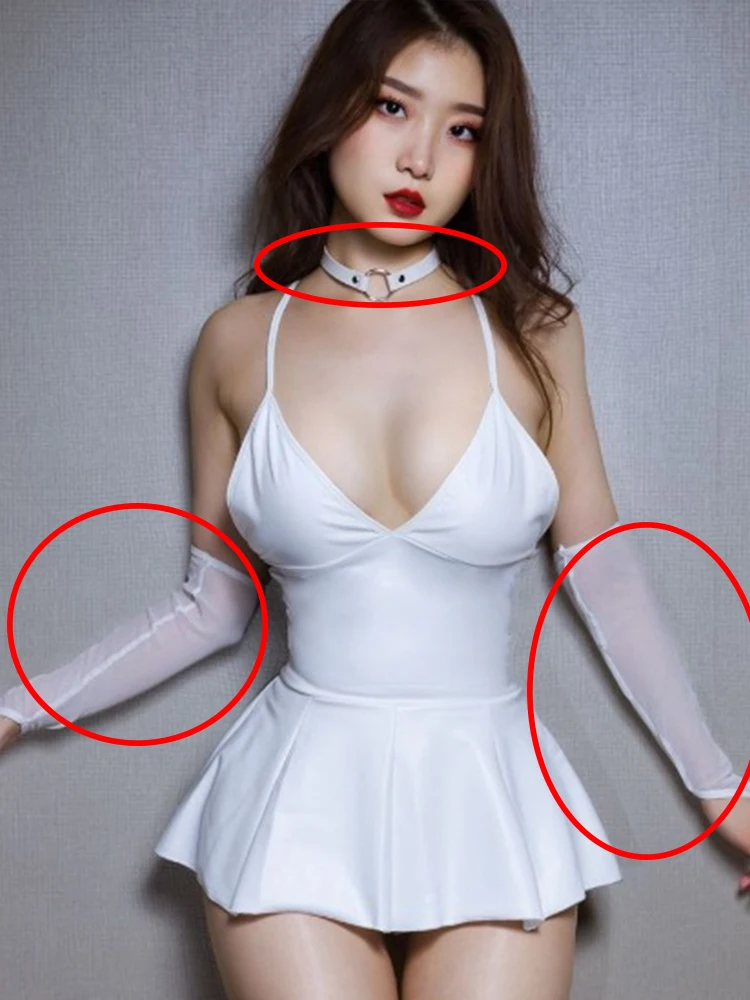 Sexy Wet Look PU Leather Dress Female Breast Exposing Bodysuit Hot Erotic Clubwear Sexy Elastic Latex Lingerie Cosplay Red Dress