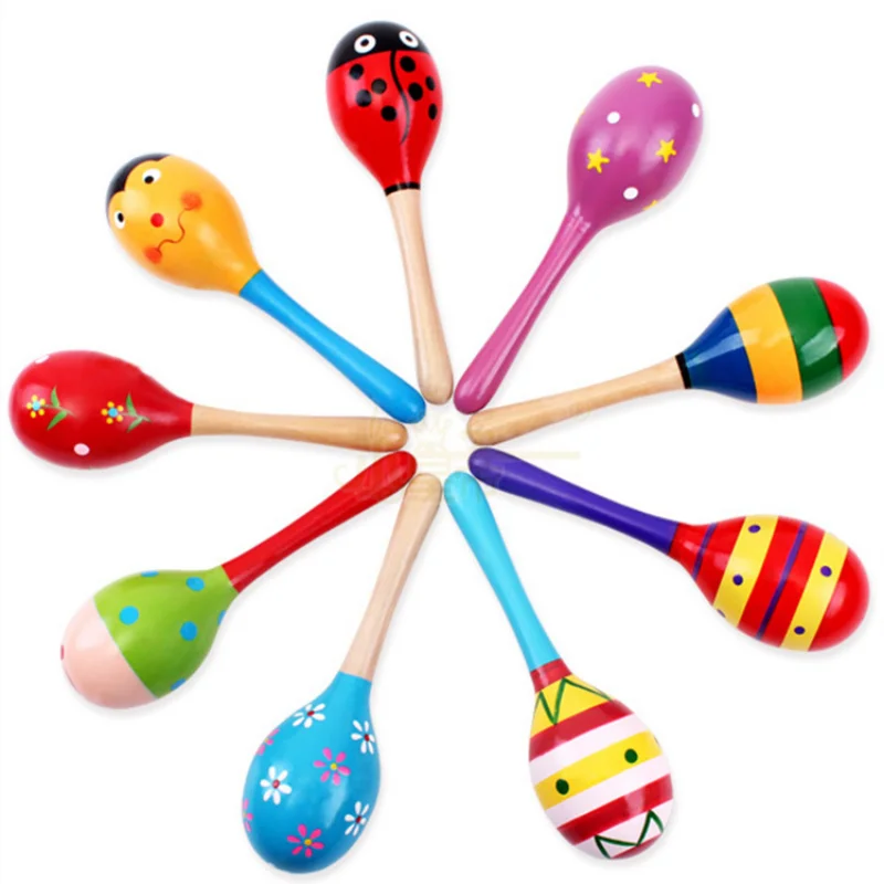 100Pcs/Lot Colorful Wooden Maracas Baby Musical Instrument Rattle Shaker  Toys for Birthday Baby Shower Party Favors Baptism Gifs - AliExpress