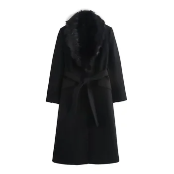 Women's Belted Fur Collar Coat – FK Wears by Fatima Kazmii 2