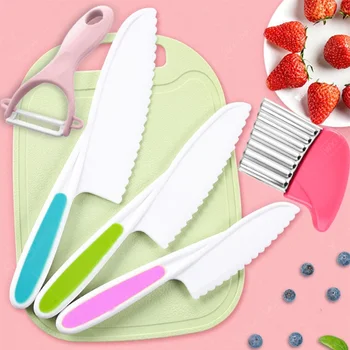 Coupe-cuisine pour enfants, ensemble de couteaux de cuisine pour tout-petits, couteaux de cuisine, coupe-légumes froissé, ustensiles de cuisine pour enfants, fournitures de cuisine 1