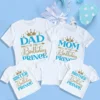 1st Birthday Prince Family Matching Clothes T Shirts Boys Birthday Party Dad Mom Sis Bro and Me Family Look Outfit T-shirt Tops 1