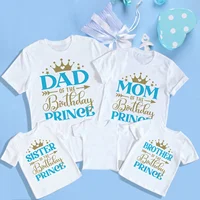 1st Birthday Prince Family Matching Clothes T Shirts Boys Birthday Party Dad Mom Sis Bro and Me Family Look Outfit T-shirt Tops 1