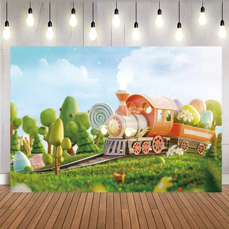 Sfondo Per Foto Pasqua Con Conigli E Uova | 2.4x1.8m, Tessuto Poliestere, Per Feste E Baby Shower - Foto 4