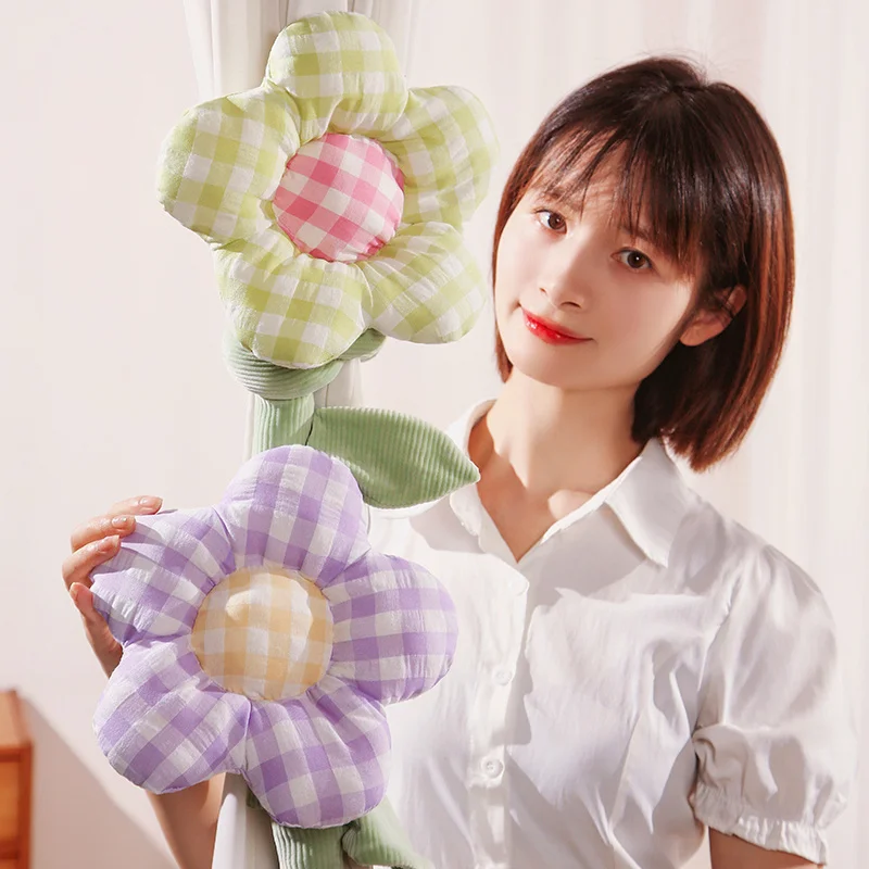 아름다운 타르탄 꽃 봉제 장난감, 부드러운 솜털 인형 꽃 커튼 버클, 예쁜 집 장식, 친구에게의 멋진 선물, 5 종류