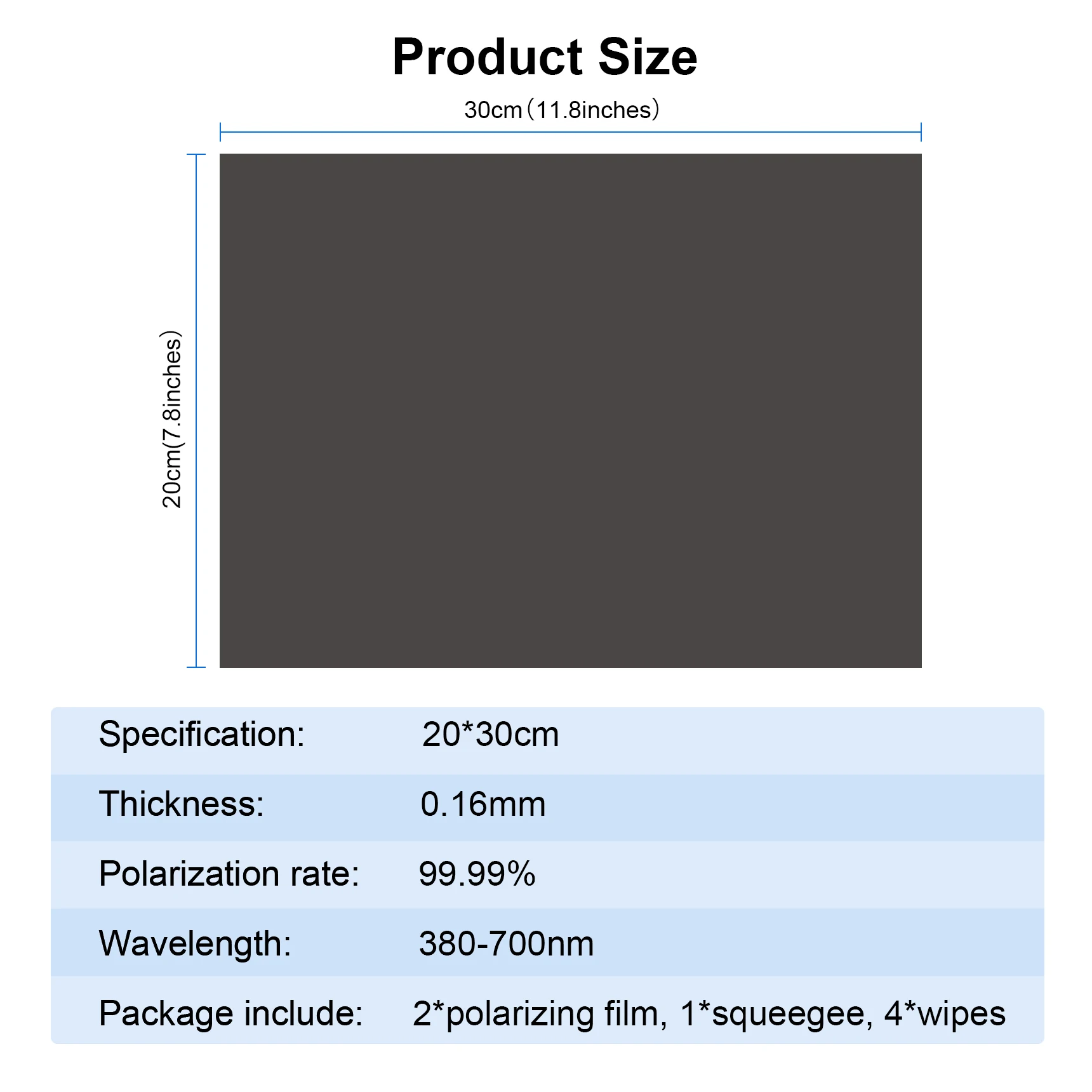 2Pcs 20*30cm Neutral Polarizing Filter Sheet Non-Adhesive Linear Polarizing Film