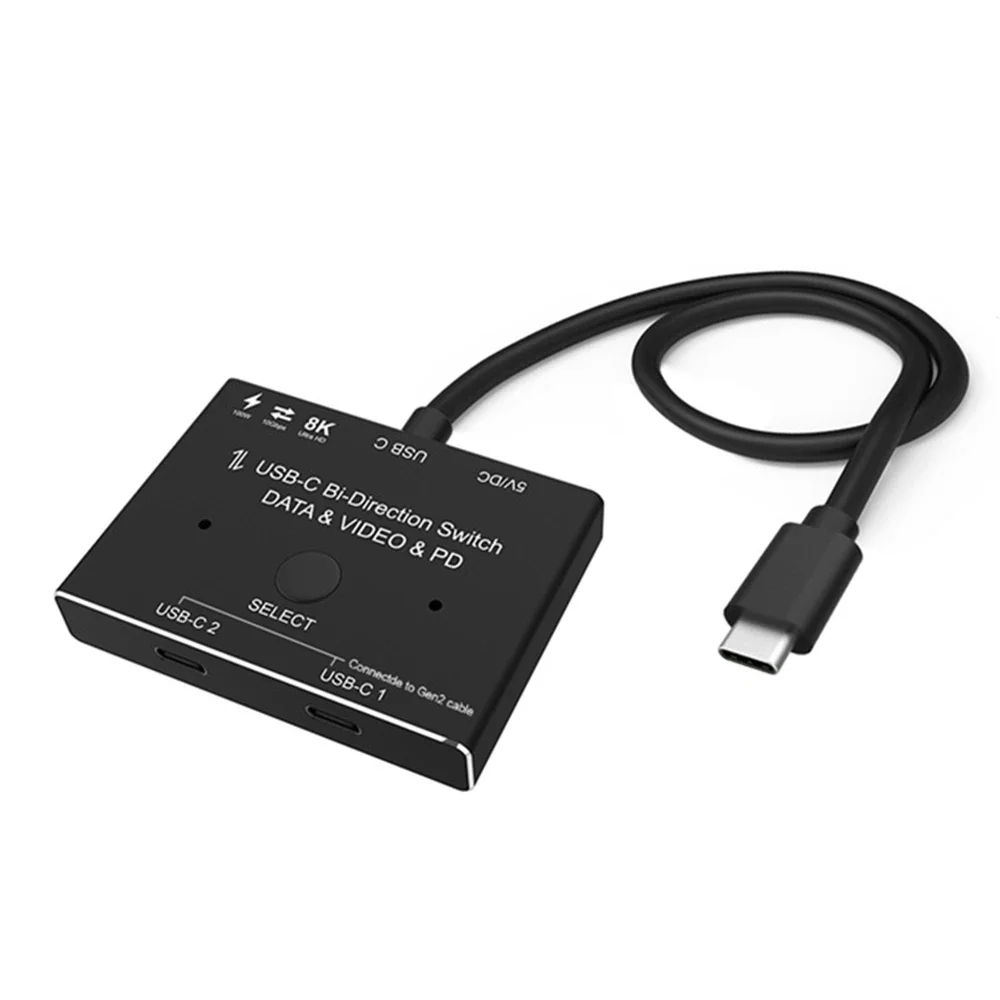 USB KVM Switch 1x2/2x1 Splitter Data Video Switcher 8K@30Hz PD 100W For PC Monitor Mobile phone