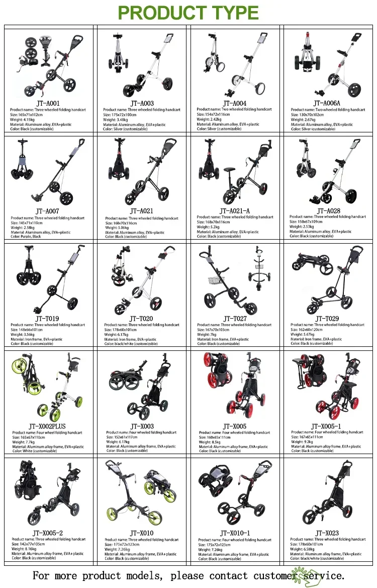 Lightweight Universal Wheel Golf Bag Trolley Aluminum Frame 3 Wheels Golf Push Cart