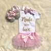 Dollbling Ivory Christening Baby Bowknot Rhinestone Toddler Infant Kids Baby Girls Soft Sole Shoes with Headband 0-1y Outfit 3
