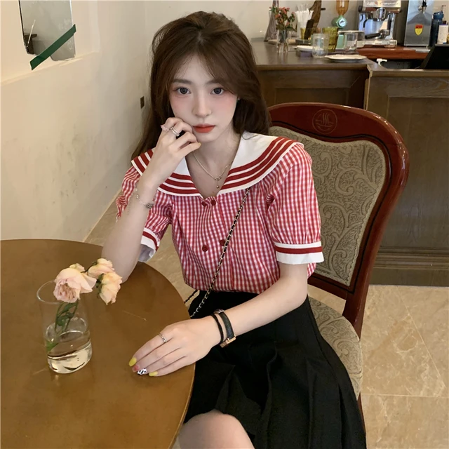 Blusas Sweet Lolita Style Plaid