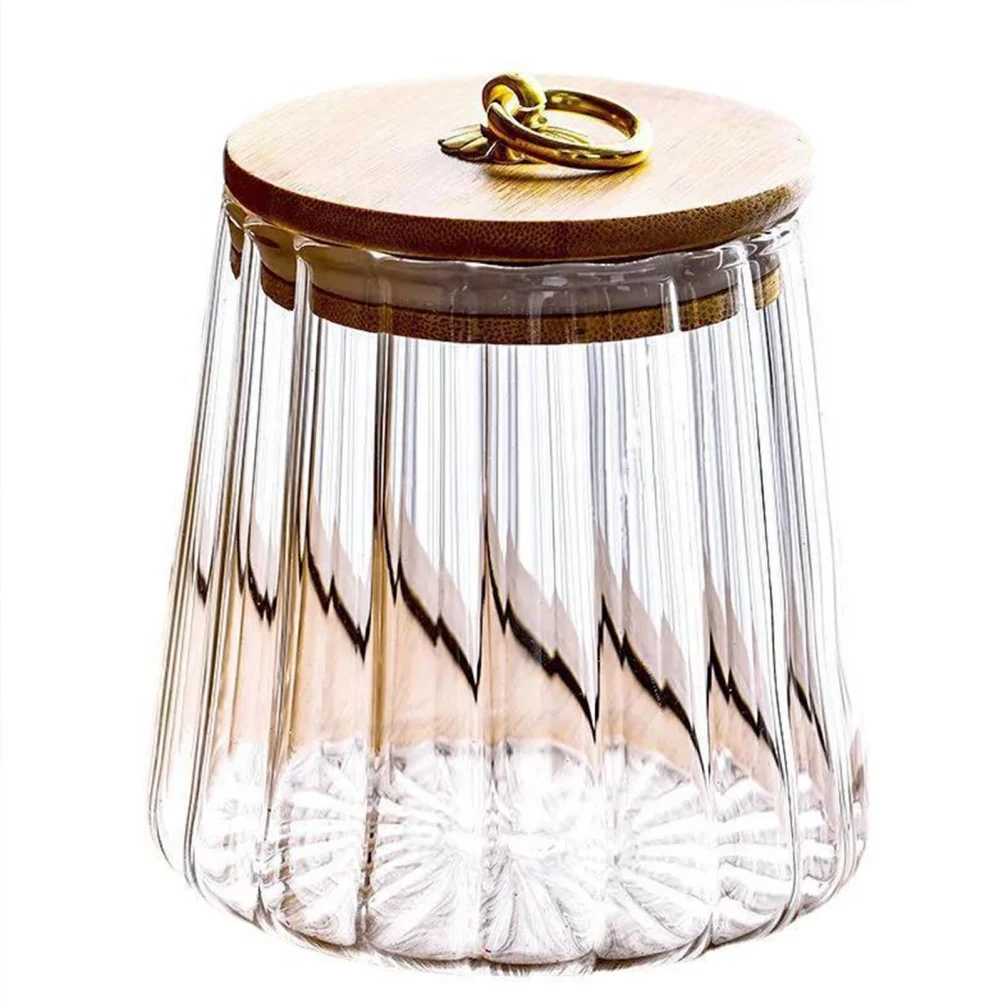Airtight Glass Kitchen Storage Jar with Wood Lid - Perfect for Grains, Tea, Coffee, and Candy
