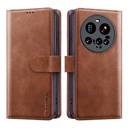 Xiaomi 15Ultra Phone Case with Magnetic Flip Leather Stand and Card Holder Wallet Cover for Xiaomi 15 Ultra (Brown)
