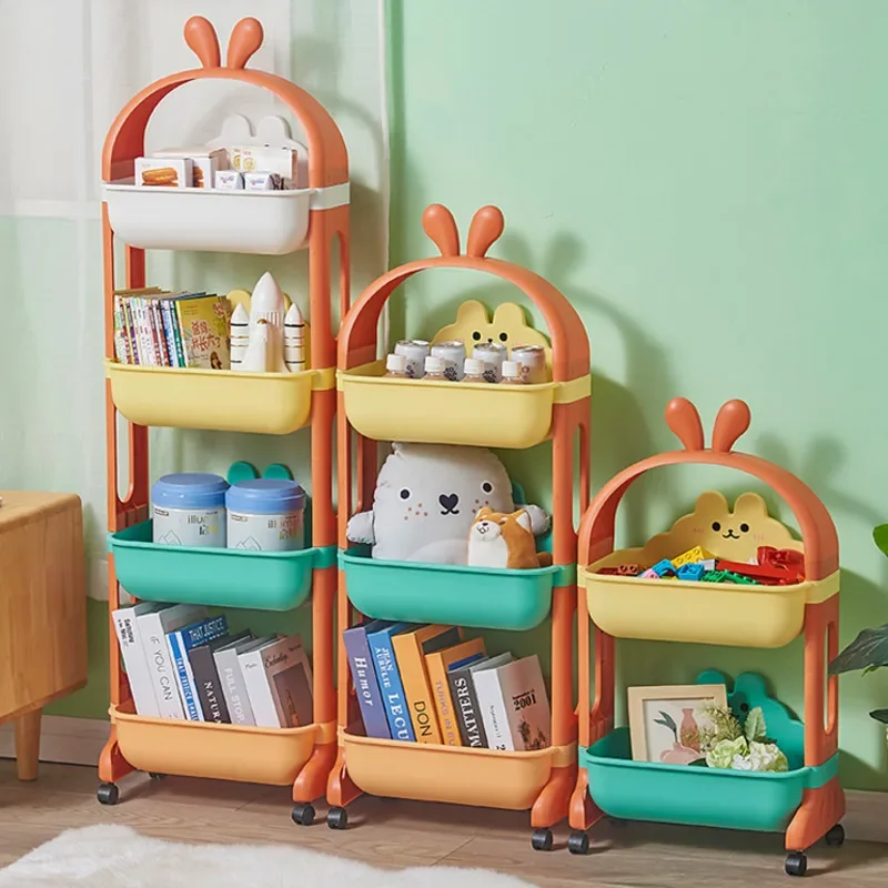 

Children's Toys Storage Rack Household Picture Book Storage Cart Movable Snack Rack Living Room Bedroom Corner Bookshelf