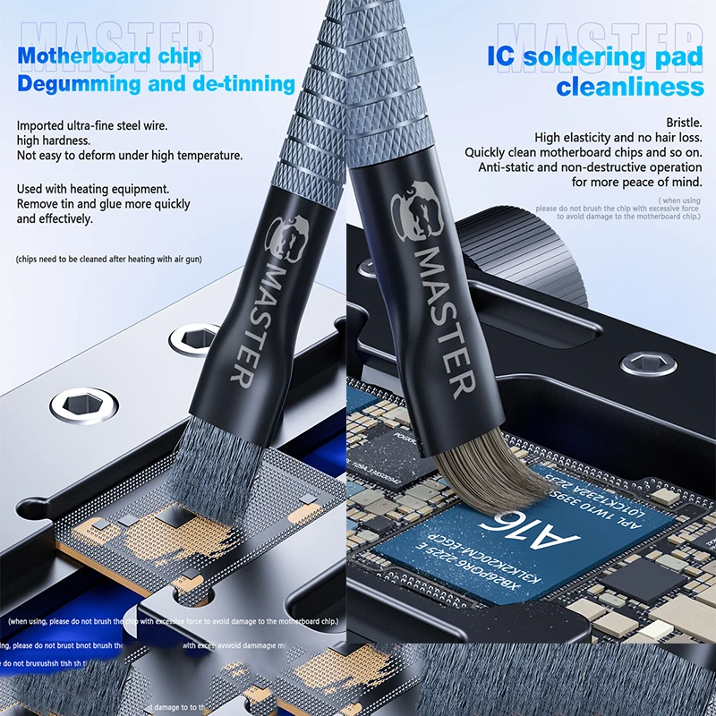 Mechanic Steel Brush Motherboard Chip Glue Removal IC Pad Cleaning PCB CPU Clean Dust PCB BGA Repair Soldering Brush 6