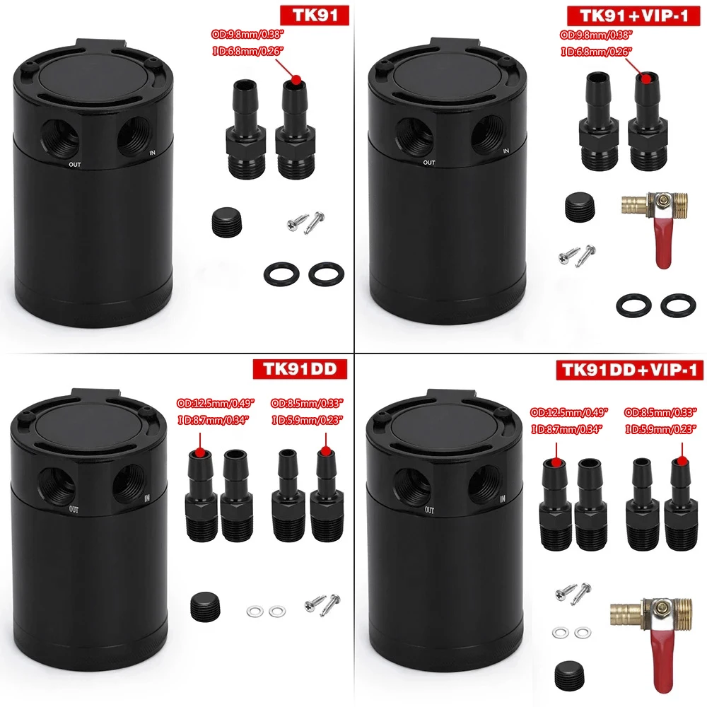 Universal Oil Catch Can Compact Baffled 2-Port Aluminum Reservoir Oil Catch Tank Fuel Tank Parts Two hole breathable Kettle TK91 images - 6