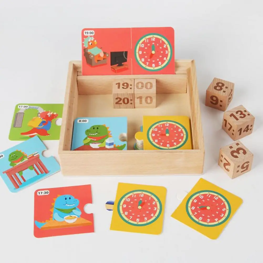 

Wooden Clock Toys Fun Thinking Logic Training Creative Dinosaur Style Wooden Clock Toys Gift Preschool Toys Preschool Toys