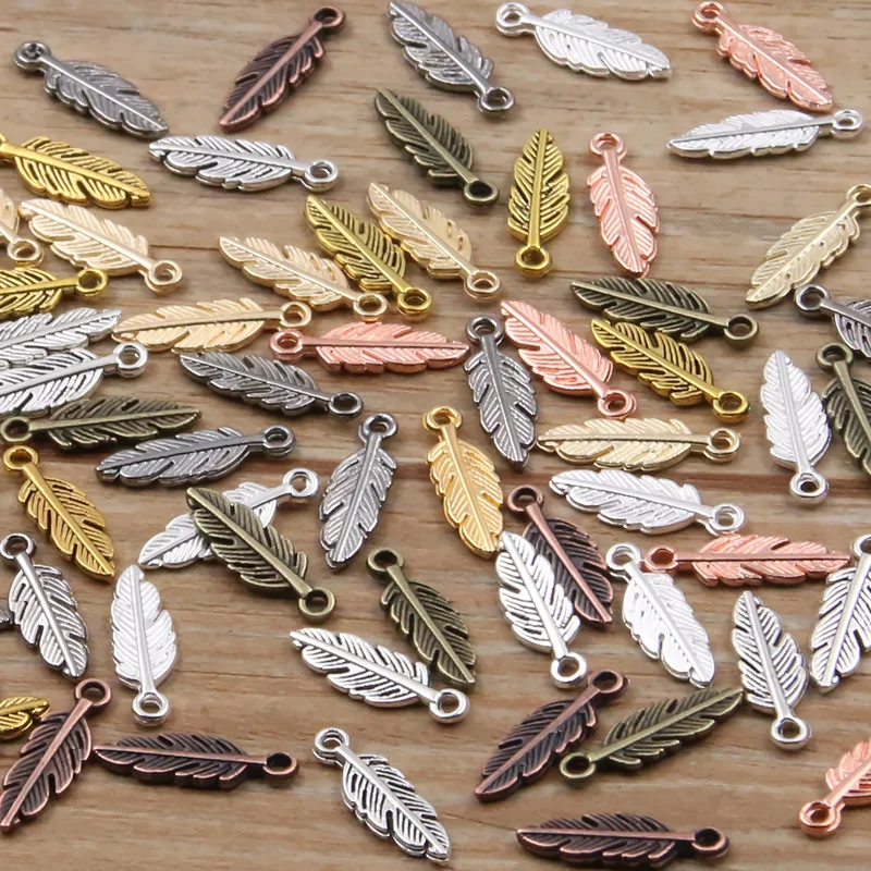 Metal Charm Jewelry Charms 80Pcs 9 Color Metal Zinc Alloy Two-sided MINI Leaves Charms for Jewelry Making