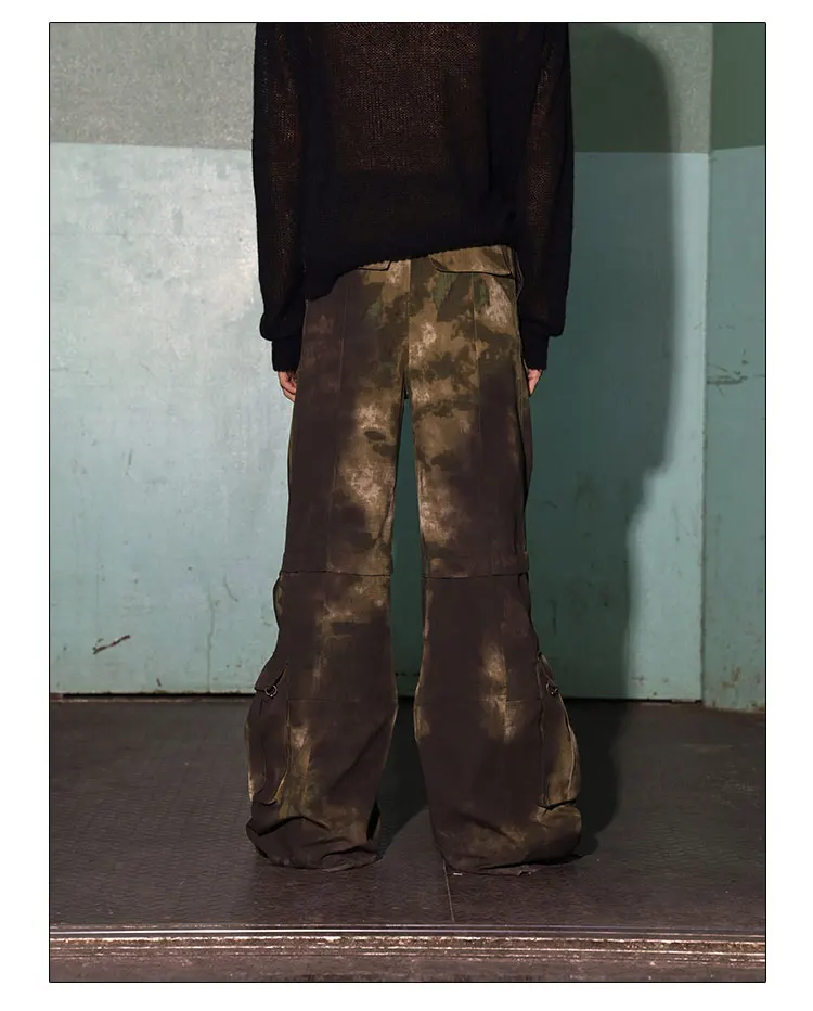 Description Picture 4 of itemPFNW Vintage Worn Out Men's Cargo Pants Multi Pockets Camouflage Overalls Flared Trousers Safari Style 2023 Witner New 28W2623