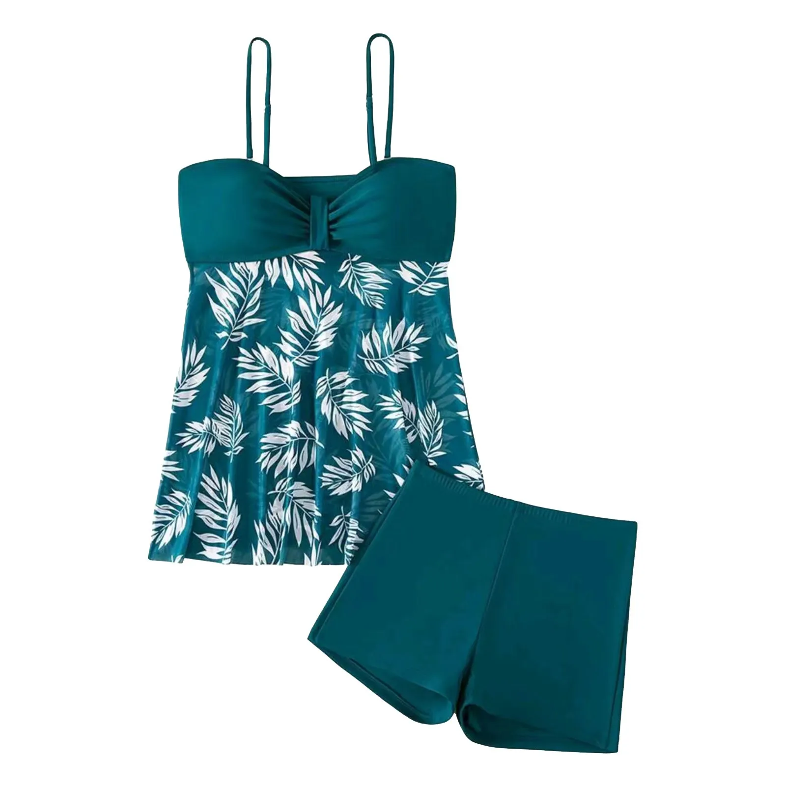 2025 Women’s Leaf Print Bikini Set – Strappy Two-Piece Tankini, Hot and Sexy Summer Beachwear Swimsuit Beachwear Swimwear