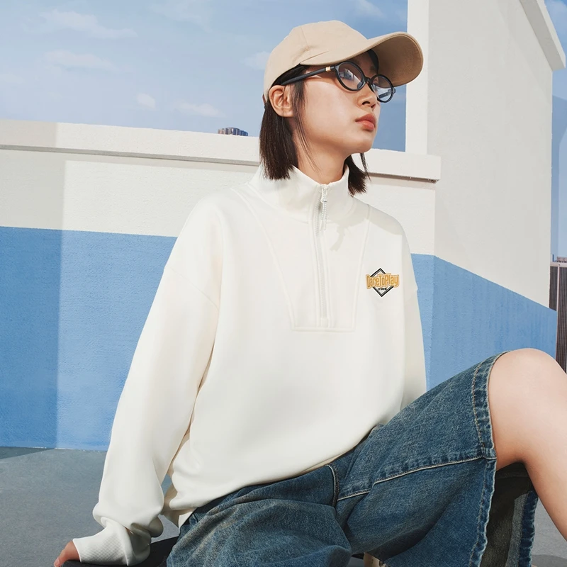 Xtep Pullover Sweater Male And Female Winter Stand-Up Collar