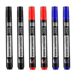 Set of Waterproof Fine Point & Crude Nib Permanent Marker Pens - Assorted Colors, Thin 1.5mm Nib (6 Pcs Mix Color Set)