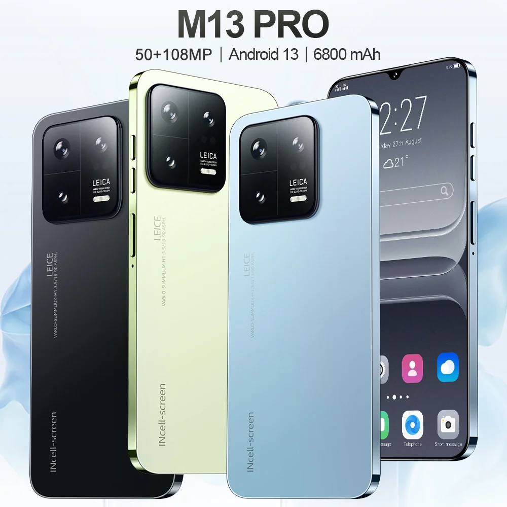 M13 Pro SmartPhone 7.0HD Screen 16G+1T 6800Mah Android13 Celulare Dual Sim Face Unlocked  5G Original Mobile Phone MI Global