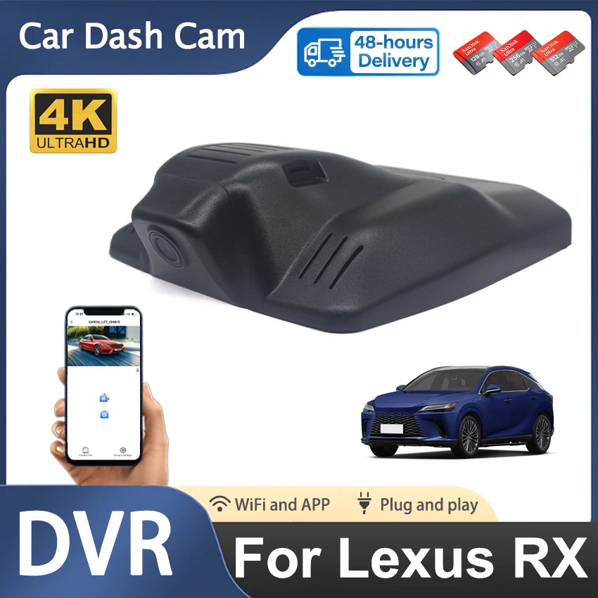 4K Uhd 2160P Car Dvr Dash Cam Wifi Registratore Fotocamera Anteriore Plug And Play Per Lexus Rx 2023 2024 350 Rx350H Rx500H Wireless Dashcam
