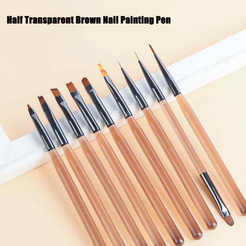 

Japanese Double Headed Nail Art Brush Half Transparent Professional Gel Nail Polish Liner Flower Painting Drawing Manicure Tools