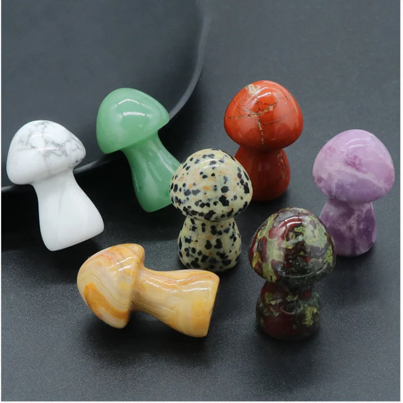 

10pcs 35mm Mushroom Statue Stone Carved Decoration Rose Quartz Healing Crystal Gift Room Ornament Fish Tank Decor