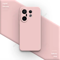Elegant Liquid Silicone Phone Case with Lens Protection - Classic Back Cover for Vivo X200 FE (Sakura Pink)