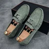 Men's Summer New Style Casual Slip-On Soft Leather Shoes Breathable Comfortable Soft Bottom Bean Bean Shoes Versatile Rubber Sol