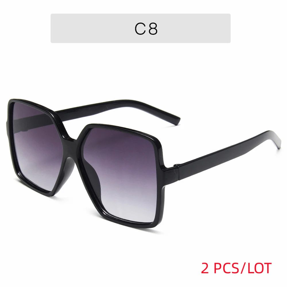  - Black Square Oversized Sunglasses Women Big Frame Colorful Sun Glasses Female Mirror Oculos Unisex Gradient Hip Hop Shades