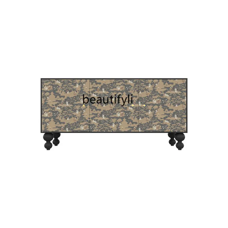 

Middle-Ancient Bedroom Storage Cabinet Home Living Room and Kitchen Wall Integrated Solid Wood Sideboard Tea Cabinet