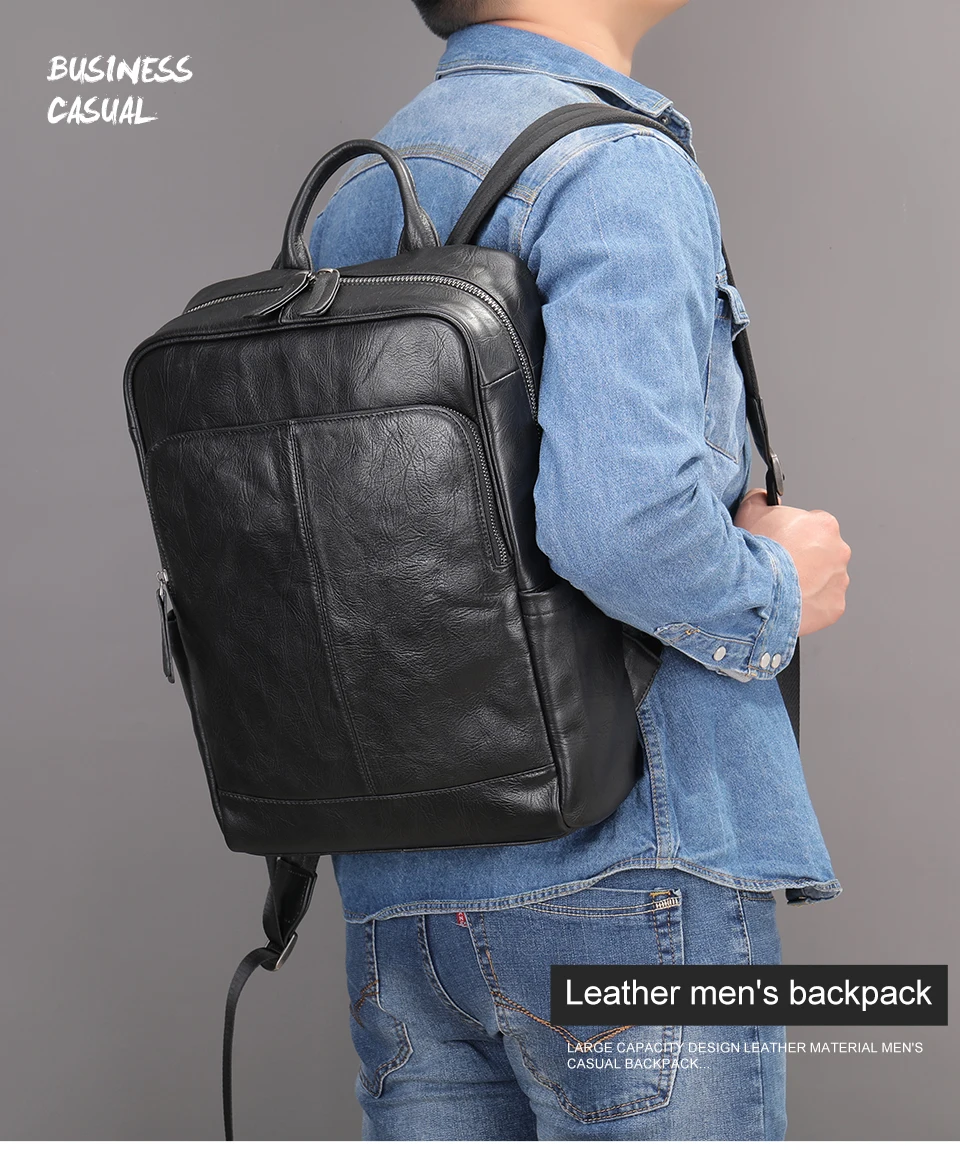 Mochila de couro genuíno WESTAL na cor marrom