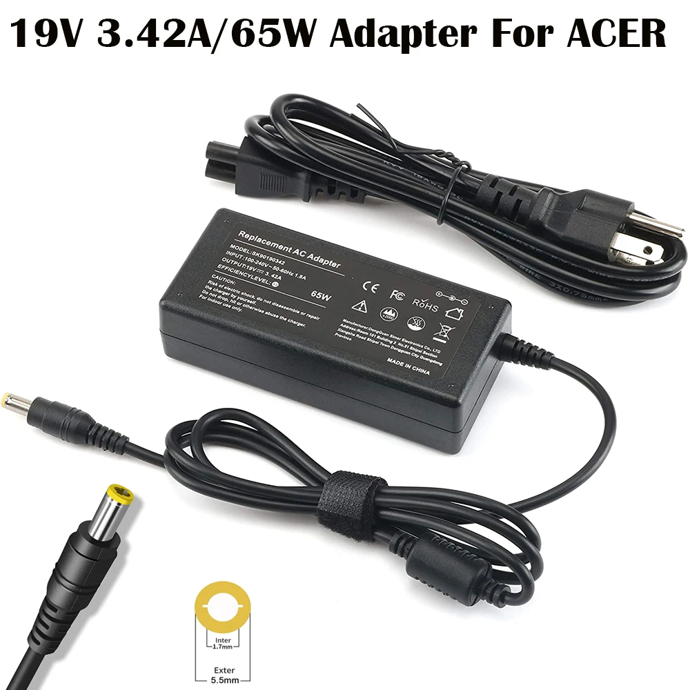 19V 3.42A 65W Ac Adapter for Acer 