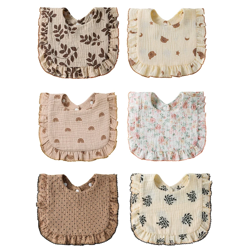   Bibs Burp Cloths  소녀 먹이 침을 흘리는 두건 타액 수건  프릴 꽃..