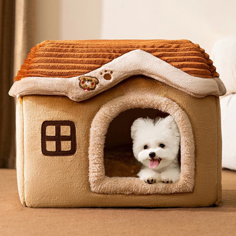 Cat Bed Cave Small Dog All Season Castle House Thickened Sponge Hide