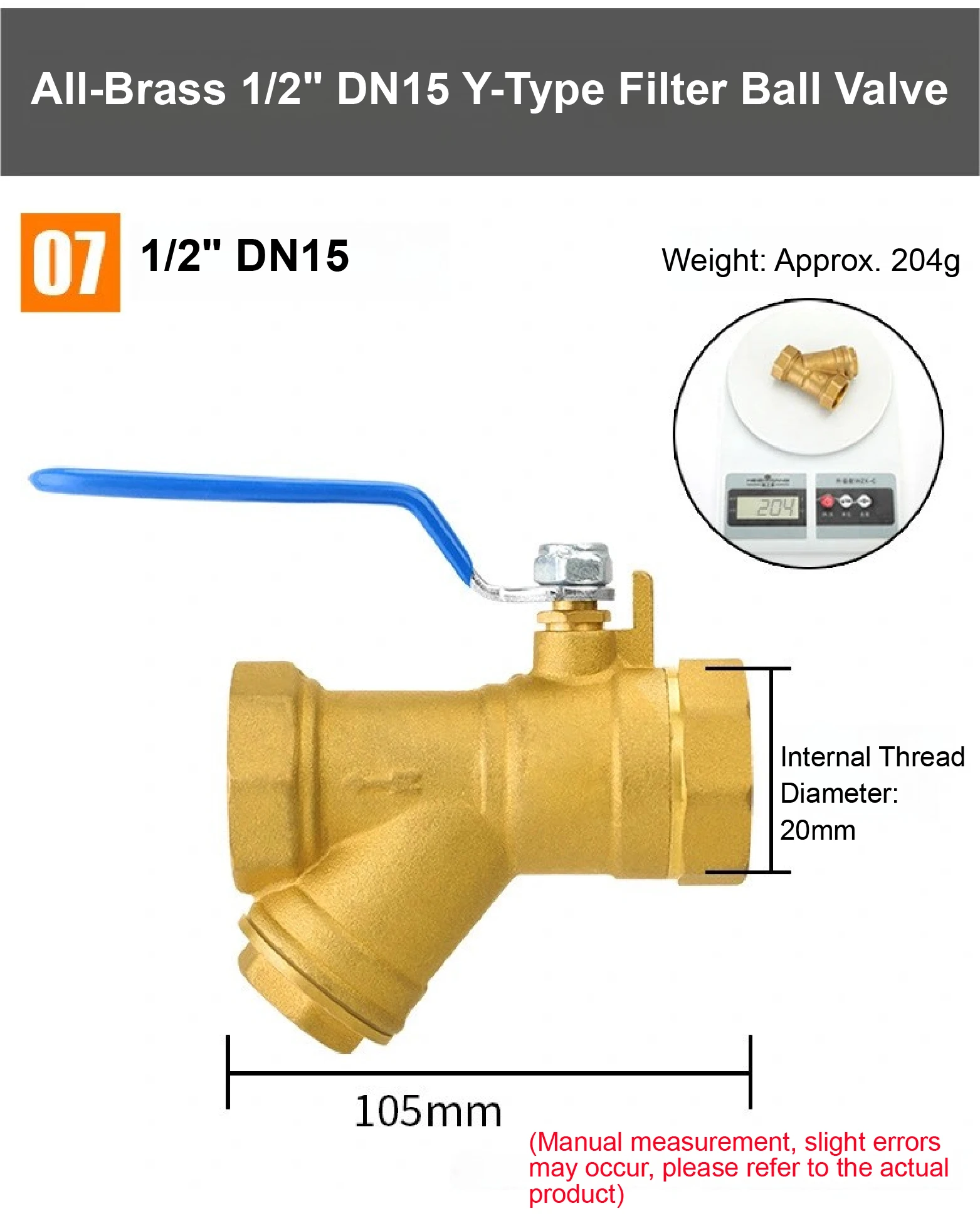 Inline Brass Y Strainer Valve Threaded Female PN16 Sediment Filter with SS Mesh
