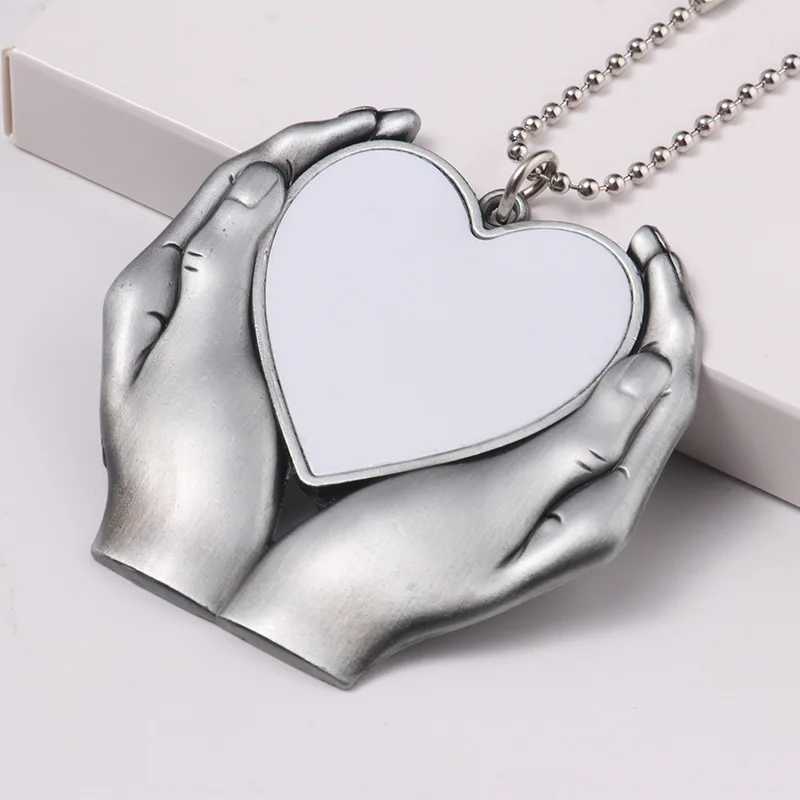 Free Shipping 50pcs/lot Sublimation Blank Pendant Car Ornament Swing Hands Heart For DIY Craft Heat Press Transfer Printing factory price 50pcs lot sublimation blank necklace ornaments key chain key ring heart shape diy craft heat press transfer