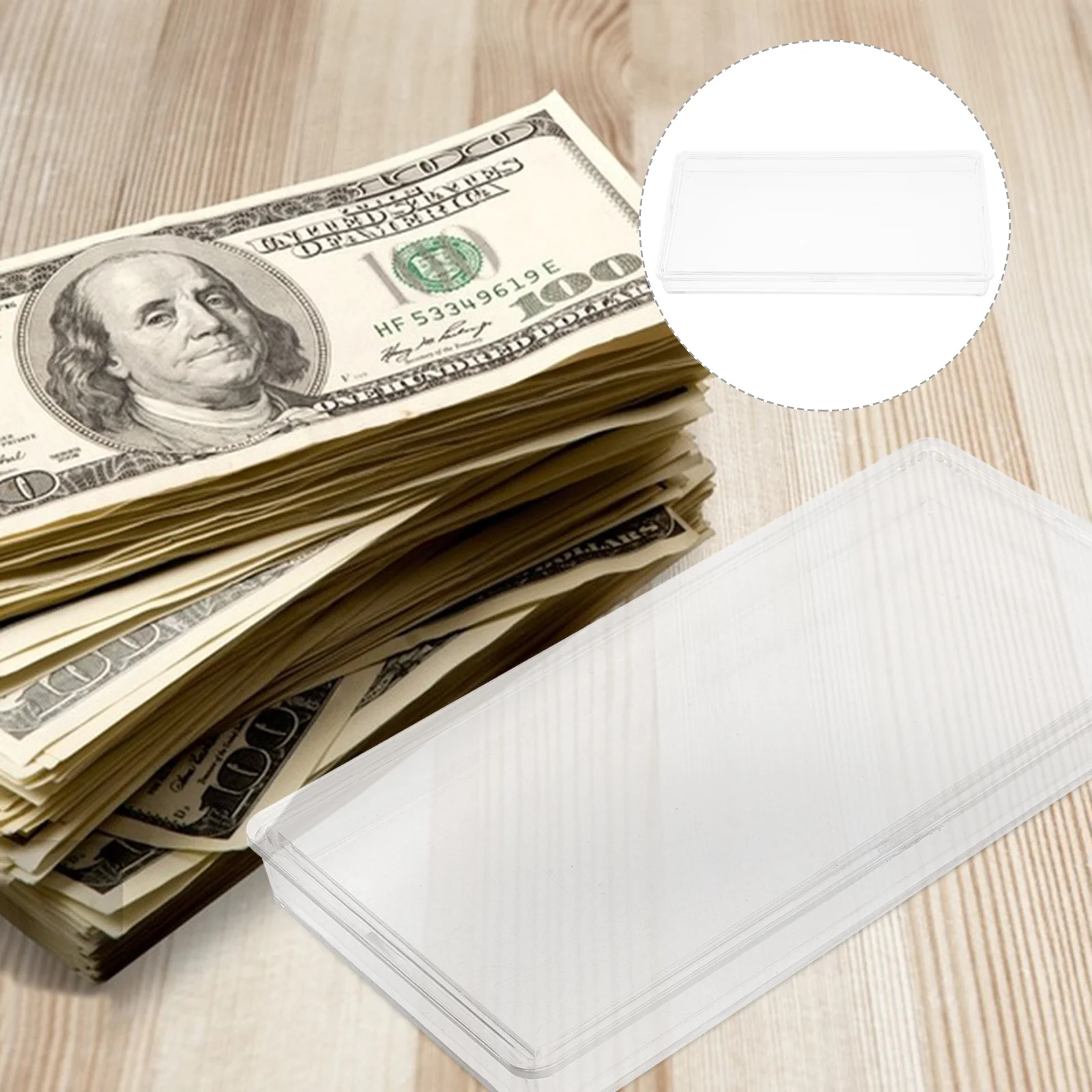

Plastic Clear Money Holder Doll-Ar Bills Holder Storage Case Plastic Case Paper Money Protective Case Plastic Stamp