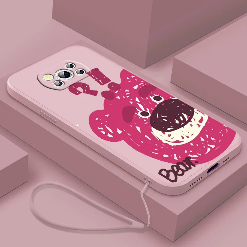 귀여운 디즈니 위니 포코 X2 X3 C3 M3 F3 X4 M4 M5 S F4 C40 X5 C55 F5 NFC 프로 GT 4G 5G 액체 로프 전화 케이스 